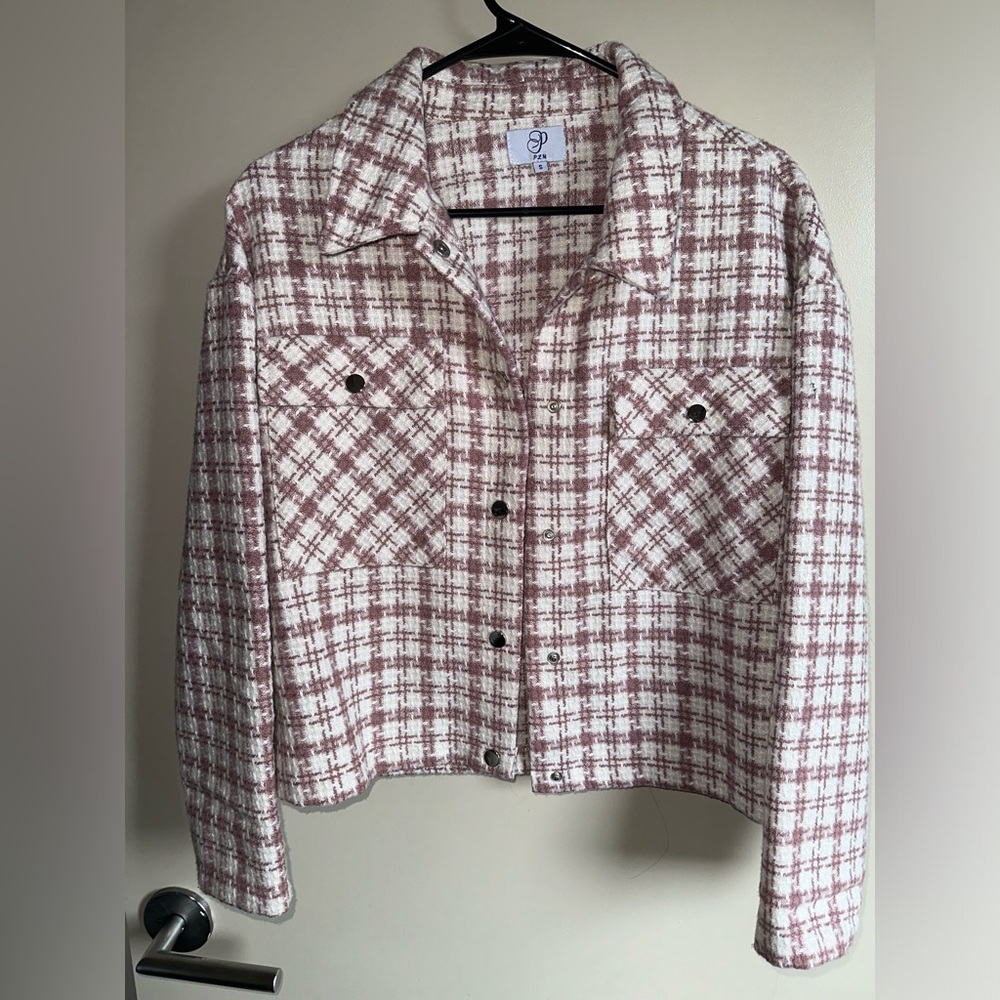 Jacket, Houndstooth, Pink & White, Small